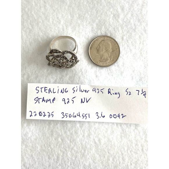 Beautiful Sterling 925 Silver Ring Sz 7 1/4 - Picture 8 of 8